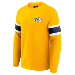 Nashville Predators Darius Rucker Collection by Fanatics Waffle-Knit Raglan Long Sleeve Henley T-Shirt Sale