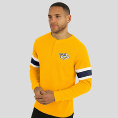 Nashville Predators Darius Rucker Collection by Fanatics Waffle-Knit Raglan Long Sleeve Henley T-Shirt Sale