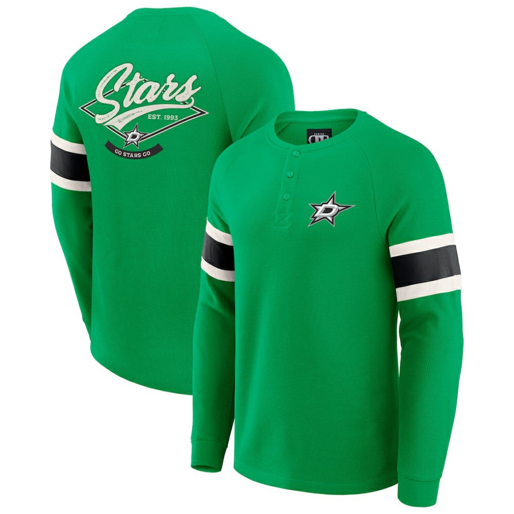 Dallas Stars Darius Rucker Collection by Fanatics Waffle-Knit Raglan Long Sleeve Henley T-Shirt On Sale