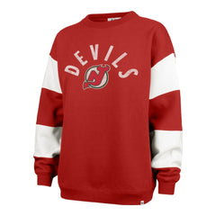 New Jersey Devils '47 Women's Eephus Barred Pullover Sweatshirt For Sale