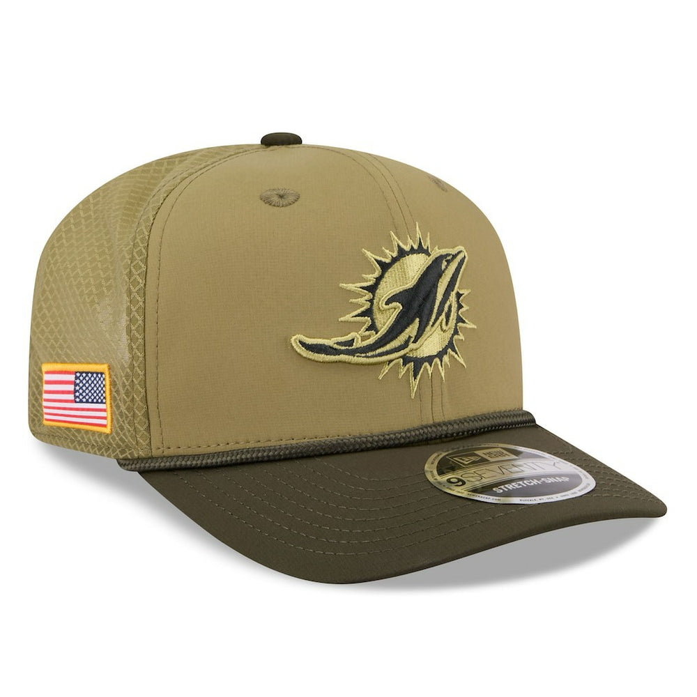 Miami Dolphins New Era 2025 Salute to Service 9SEVENTY Adjustable Hat