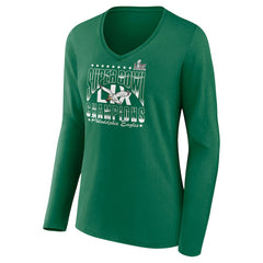 Philadelphia Eagles Fanatics Women's Super Bowl LIX Champions Retro Logo Long Sleeve V-Neck T-Shirt