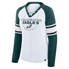 Philadelphia Eagles Fanatics Women's Plus Size Redzone Lace Up Long Sleeve T-Shirt