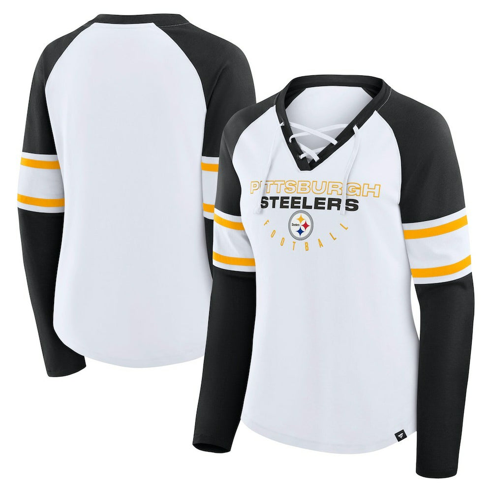 Pittsburgh Steelers Fanatics Women's Plus Size Redzone Lace Up Long Sleeve T-Shirt