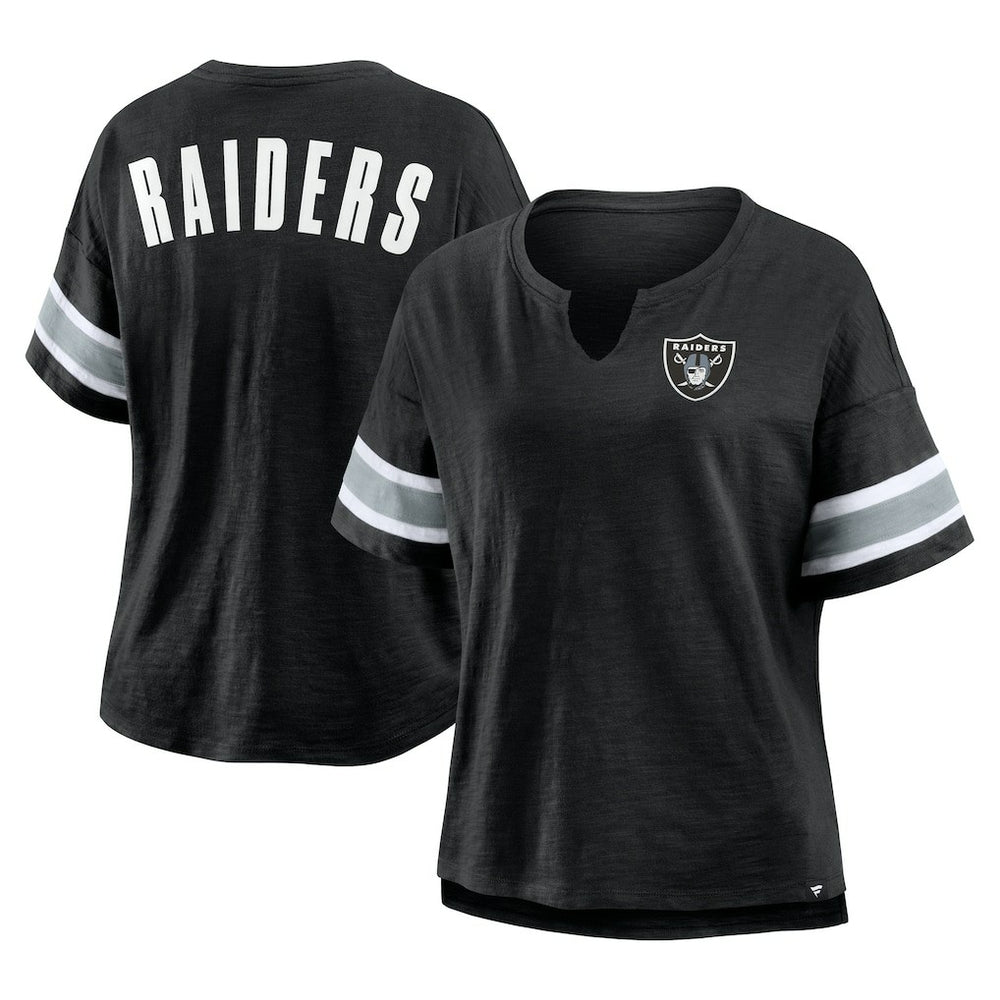 Las Vegas Raiders Fanatics Women's Plus Size Redzone Notch Neck T-Shirt