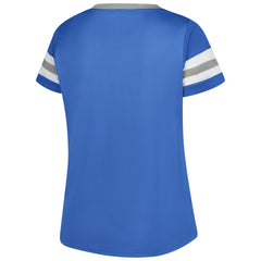 Detroit Lions Fanatics Women's Plus Size Rhinestone Redzone Athena Lace-Up Notch Neck T-Shirt
