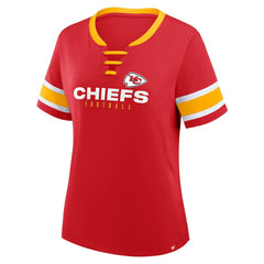 Kansas City Chiefs Fanatics Women's Plus Size Red Zone Athena Lace-Up V-Notch Neck T-Shirt