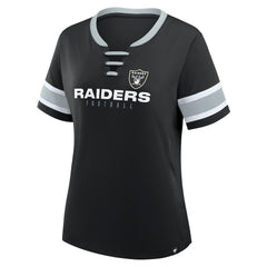 Las Vegas Raiders Fanatics Women's Plus Size Red Zone Athena Lace-Up V-Notch Neck T-Shirt