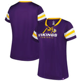 Minnesota Vikings Fanatics Women's Plus Size Rhinestone Redzone Athena Lace-Up Notch Neck T-Shirt