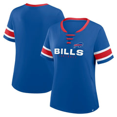 Buffalo Bills Fanatics Women's Plus Size Red Zone Athena Lace-Up V-Notch Neck T-Shirt