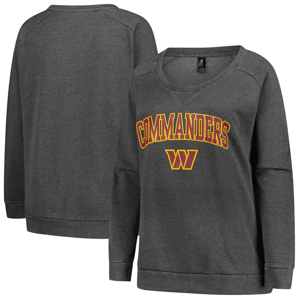 Washington Commanders Profile Women's Plus Size Acid Wash Raglan Sweatshirt