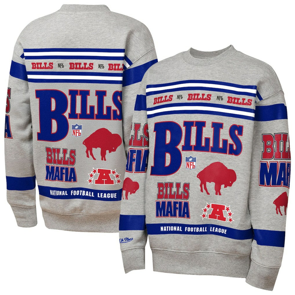Buffalo Bills Mitchell & Ness Youth Throwback All-Over Print Fleece Sweatshirt