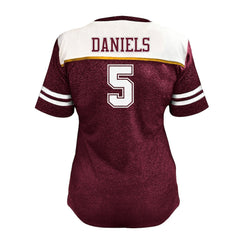 Washington Commanders Fanatics Jayden Daniels Women's Plus Size Bling V-Neck T-Shirt