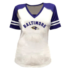 Baltimore Ravens Fanatics Lamar Jackson Women's Plus Size Bling V-Neck T-Shirt