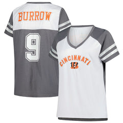 Cincinnati Bengals Fanatics Joe Burrow Women's Plus Size Bling V-Neck T-Shirt