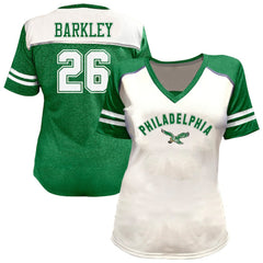 Philadelphia Eagles Fanatics Saquon Barkley Women's Plus Size Bling V-Neck T-Shirt