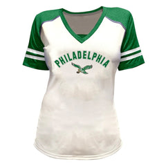 Philadelphia Eagles Fanatics Saquon Barkley Women's Plus Size Bling V-Neck T-Shirt