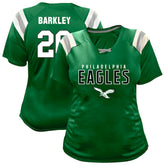 Philadelphia Eagles Fanatics Saquon Barkley Women's Plus Size Name & Number Raglan Lace V-Neck T-Shirt