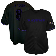 Baltimore Ravens Fanatics Lamar Jackson Big & Tall Baseball Button-Up Shirt