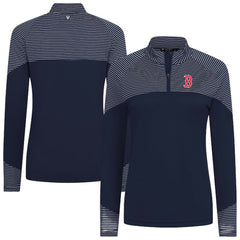Boston Red Sox Levelwear Women's Classic Stripes Insignia 2.0 Raglan Quarter-Zip Top | MLB New