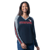 Cleveland Guardians G-III 4Her by Carl Banks Women's Top Dog Raglan Long Sleeve V-Neck T-Shirt | MLB Discount