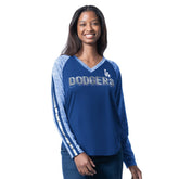 Los Angeles Dodgers G-III 4Her by Carl Banks Women's Top Dog Raglan Long Sleeve V-Neck T-Shirt | MLB Discount