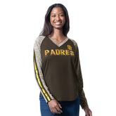 San Diego Padres G-III 4Her by Carl Banks Women's Top Dog Raglan Long Sleeve V-Neck T-Shirt | MLB Shop