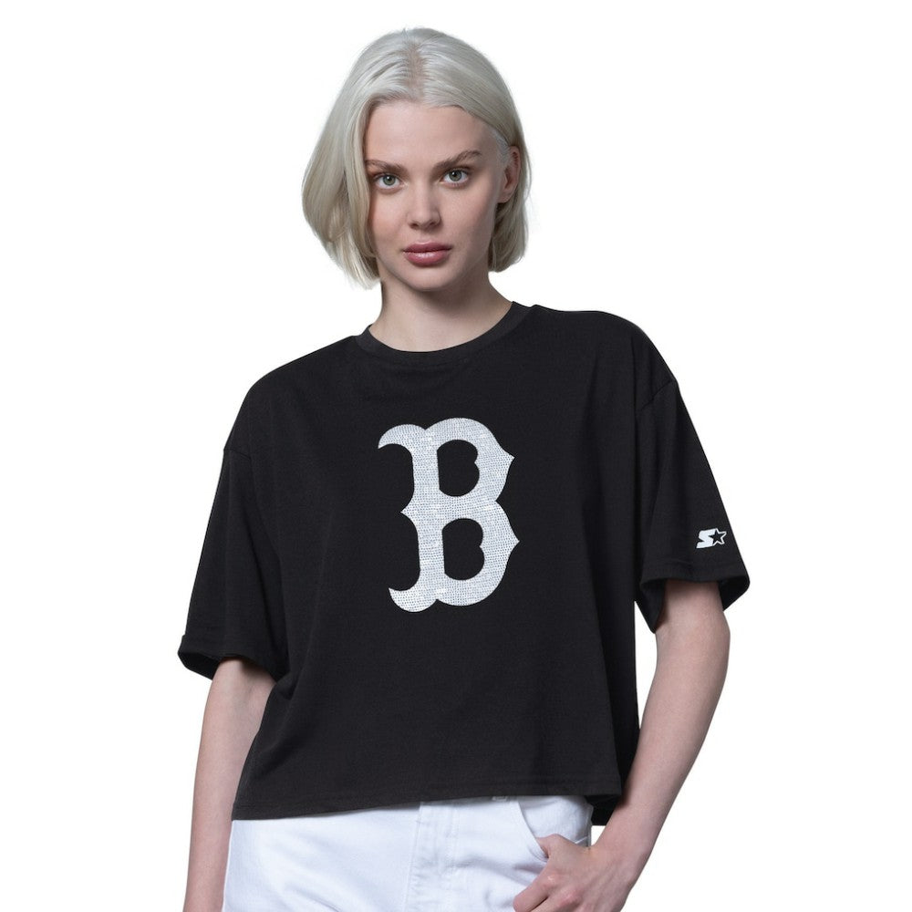 Boston Red Sox Starter Women's Holy Grail Boxy Cropped T-Shirt | MLB For sale