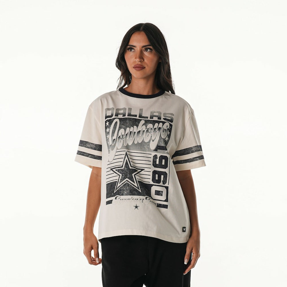 Dallas Cowboys The Wild Collective Women's Vintage Drop Shoulder Oversized Boyfriend T-Shirt