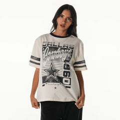 Dallas Cowboys The Wild Collective Women's Vintage Drop Shoulder Oversized Boyfriend T-Shirt