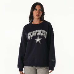 Dallas Cowboys The Wild Collective Women's Rock Crystal Oversized Crewneck Sweatshirt