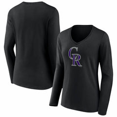 Colorado Rockies Women's Logo Long Sleeve V-Neck T-Shirt | MLB Sale