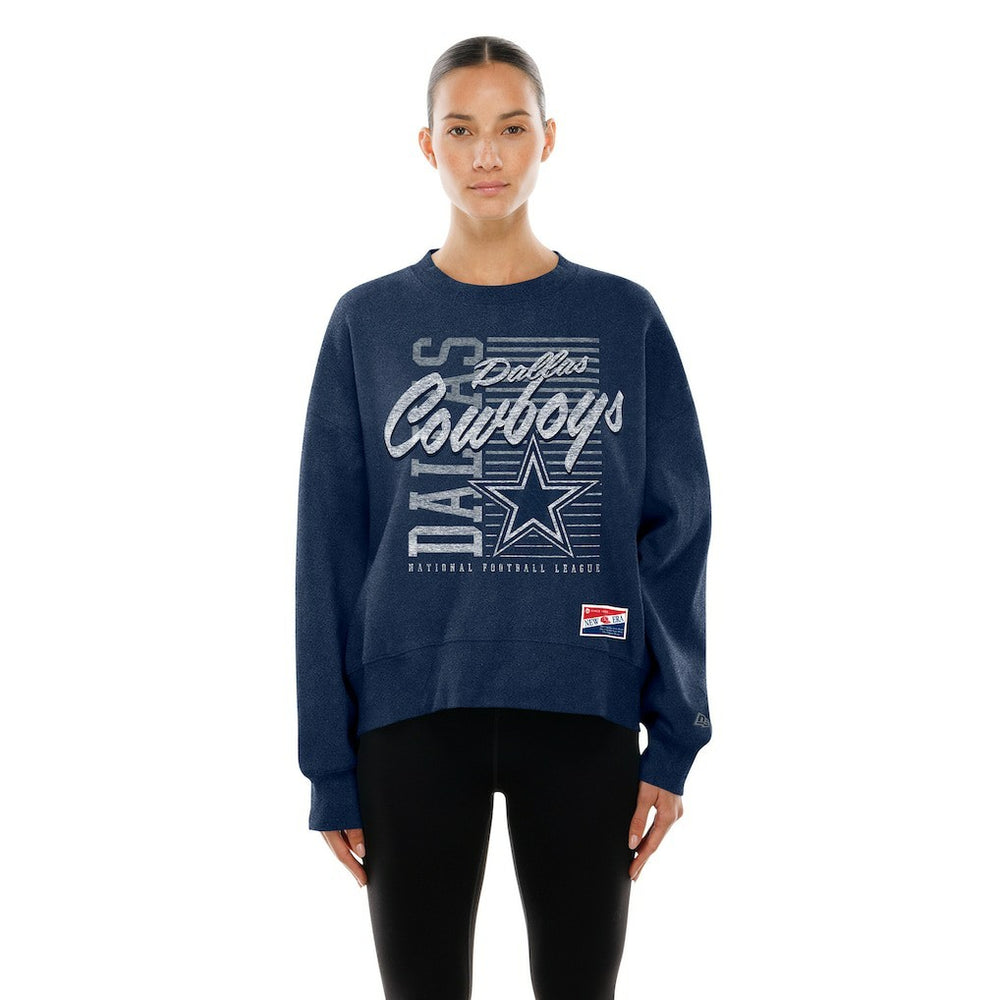 Dallas Cowboys New Era Women's Oversized Throwback Mineral Wash Crew Neck Sweatshirt