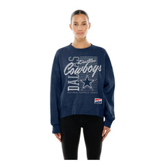 Dallas Cowboys New Era Women's Oversized Throwback Mineral Wash Crew Neck Sweatshirt