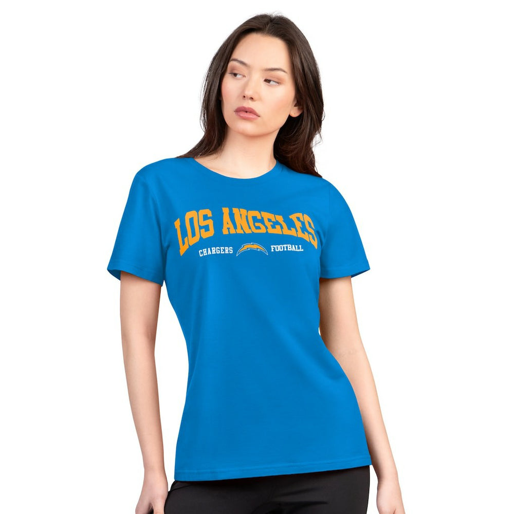 Los Angeles Chargers G-III 4Her by Carl Banks Women's Super-Slim Lightweight Winning Crew T-Shirt
