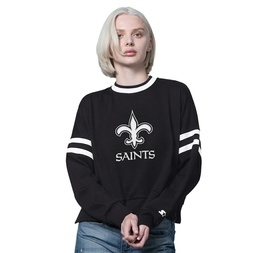 New Orleans Saints Starter Women's Rally Drop Shoulder Cropped Sweatshirt