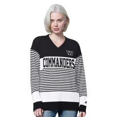 Washington Commanders Starter Women's No Huddle Striped V-Neck Sweater