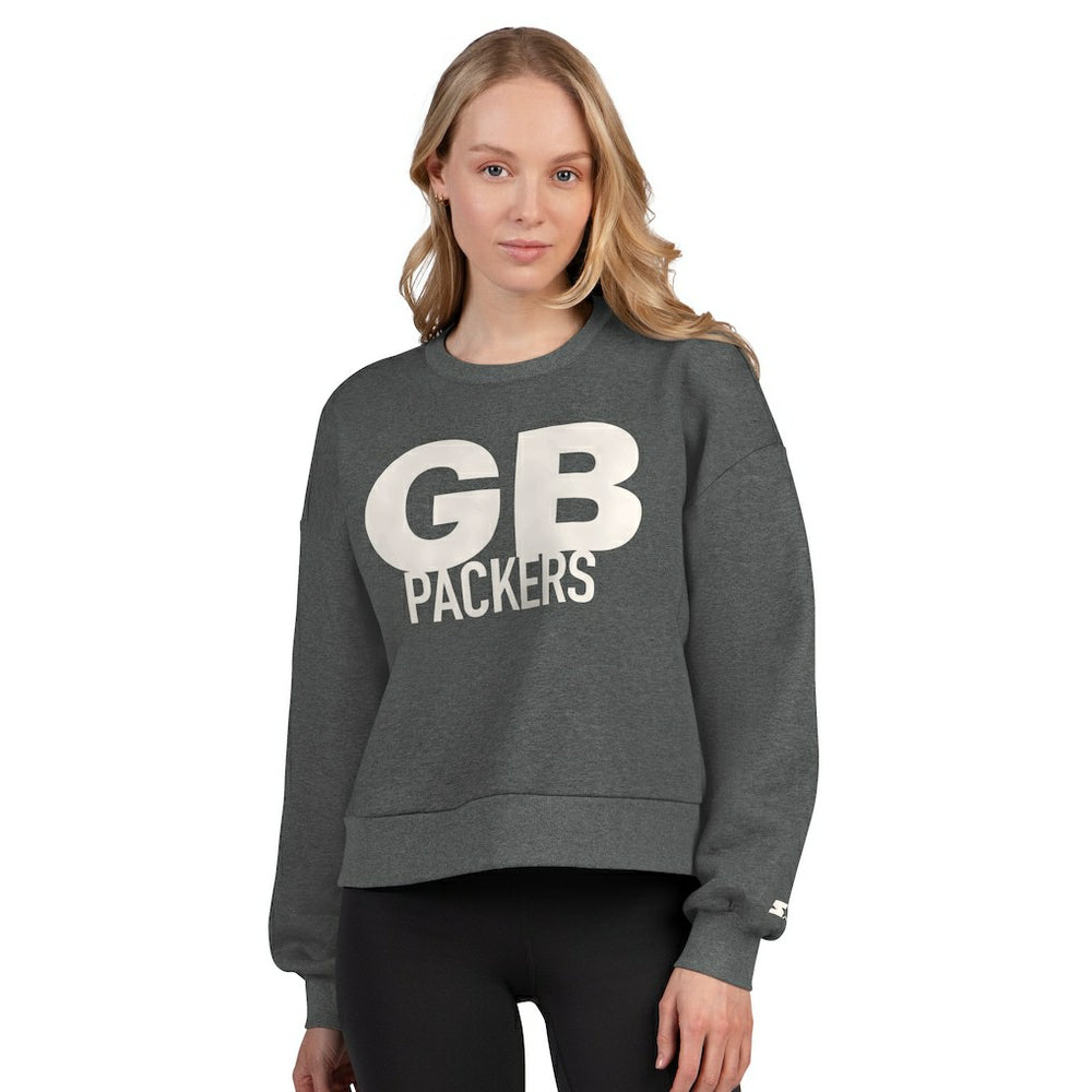 Green Bay Packers Starter Women's Show Up Cropped Fleece Pullover Sweatshirt