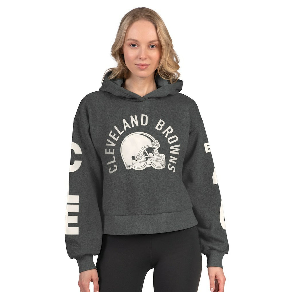Cleveland Browns Starter Women's Star Player Cropped Fleece Pullover Hoodie