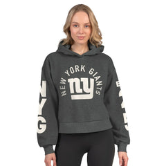 New York Giants Starter Women's Star Player Cropped Fleece Pullover Hoodie