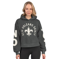 New Orleans Saints Starter Women's Star Player Cropped Fleece Pullover Hoodie