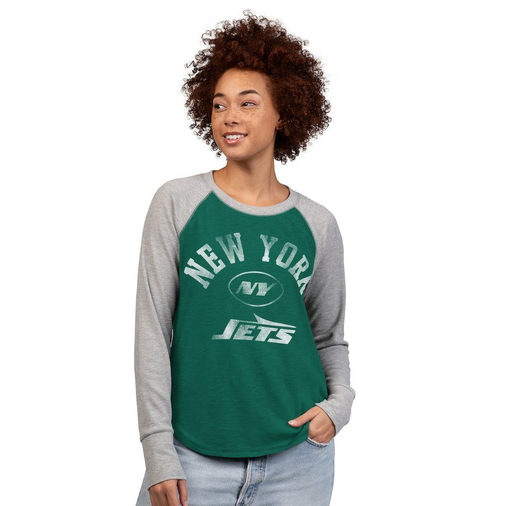 New York Jets G-III 4Her by Carl Banks Women's Waffle Knit Raglan Long-Sleeve T-Shirt