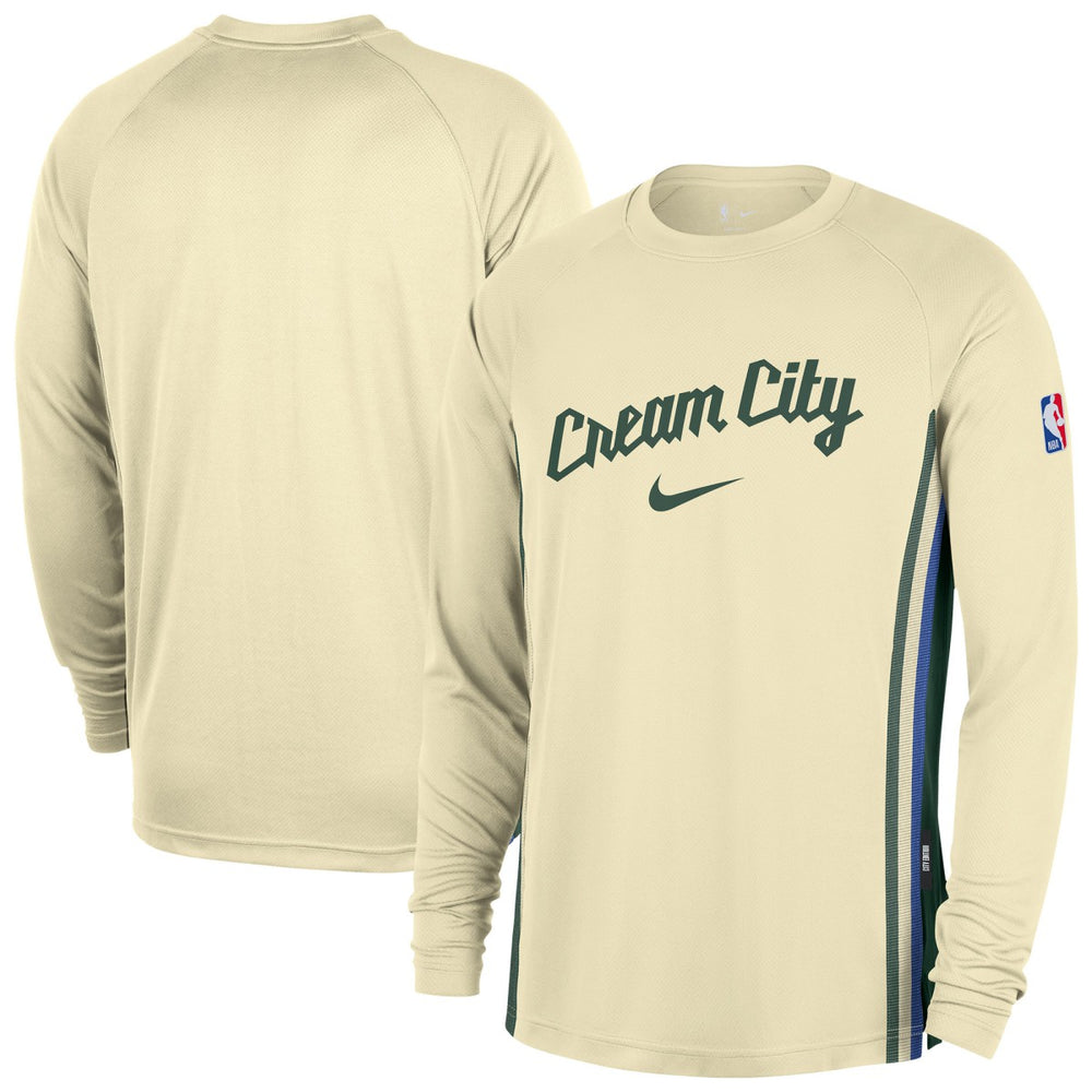 Milwaukee Bucks 2025/26 City Edition Authentic Pregame Dri-FIT Long Sleeve Shooting T-Shirt On Sale