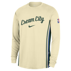 Milwaukee Bucks 2025/26 City Edition Authentic Pregame Dri-FIT Long Sleeve Shooting T-Shirt On Sale
