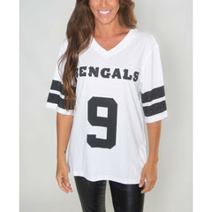 Cincinnati Bengals Joe Burrow Cuce Women's Crystal V-Neck Tunic