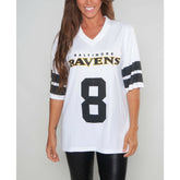 Baltimore Ravens Lamar Jackson Cuce Women's Crystal V-Neck Tunic