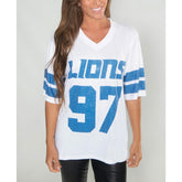 Detroit Lions Aidan Hutchinson Cuce Women's Crystal V-Neck Tunic