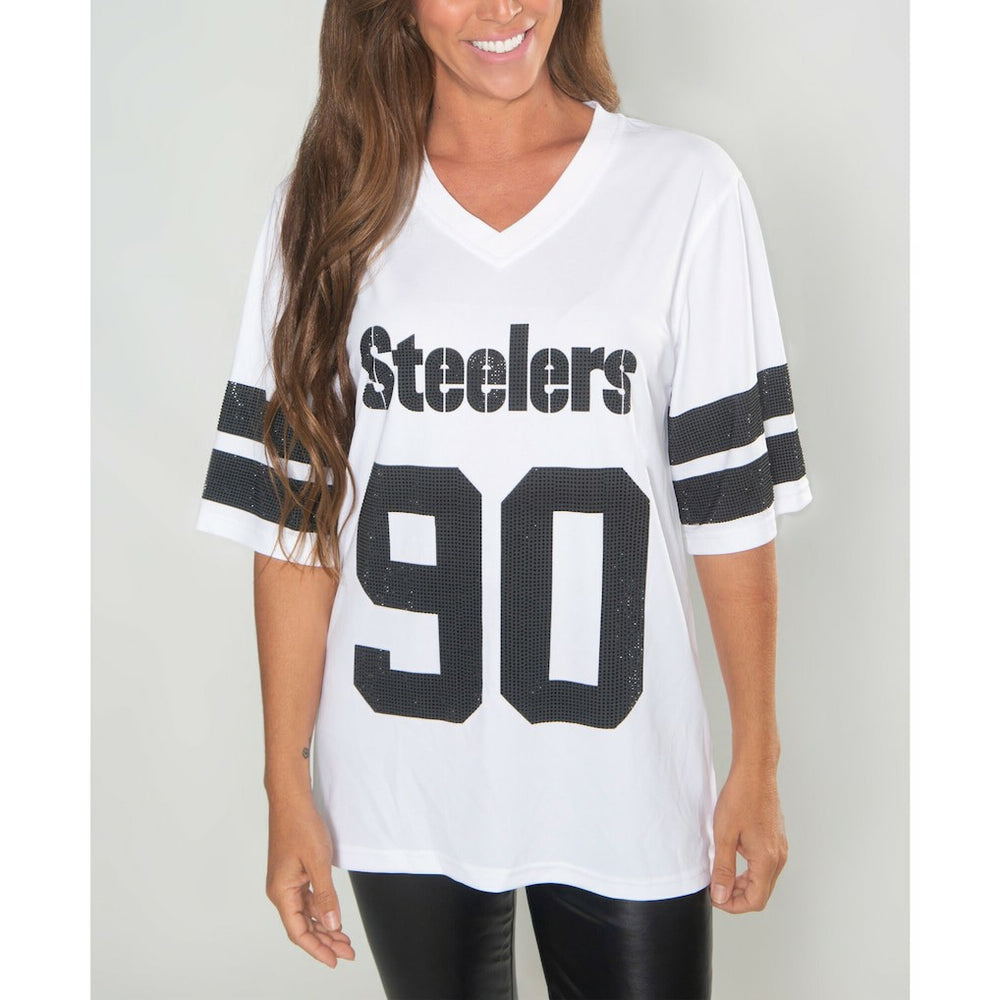 Pittsburgh Steelers T.J. Watt Cuce Women's Crystal V-Neck Tunic