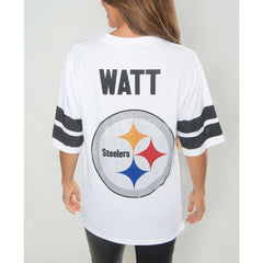 Pittsburgh Steelers T.J. Watt Cuce Women's Crystal V-Neck Tunic