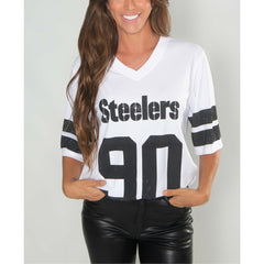 Pittsburgh Steelers T.J. Watt Cuce Women's Crystal V-Neck Tunic